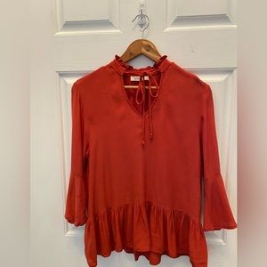 WANDERLUX WOMEN'S ORANGE BLOUSE- SMALL